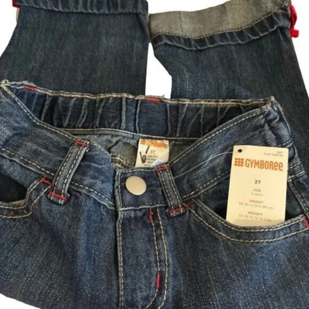 Gymboree Denim Jeans Girls‎ 3T NWT Red Bow Cuffed